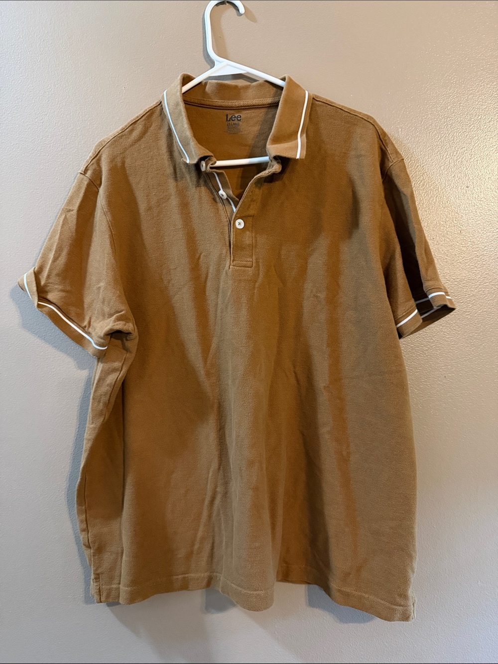 Lee Men's Tan Polo with White Trim